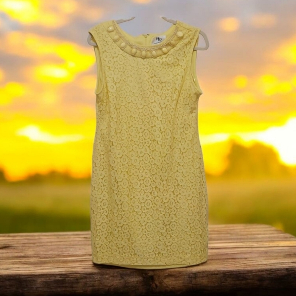 Elegant Yellow Lace Dress By S&D Collections Size 14 Lined